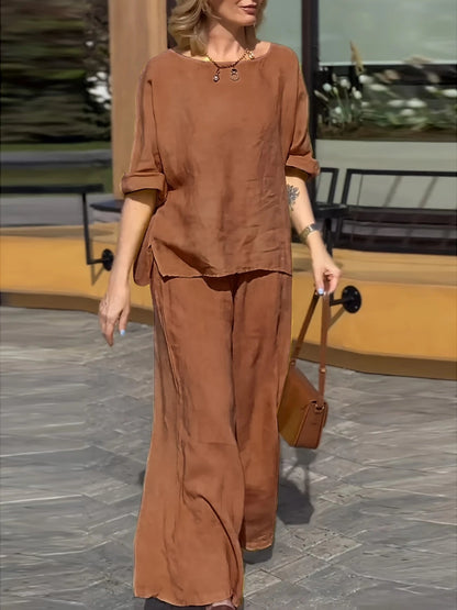 WOMEN PLAIN CROP TOP & TROUSERS CO-ORDER SET-11