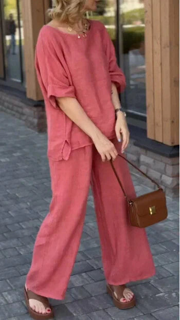 WOMEN PLAIN CROP TOP & TROUSERS CO-ORDER SET-11